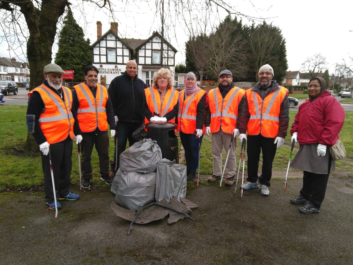 The Hall Green Labour team at a litter-pick on the Robin Hood Island