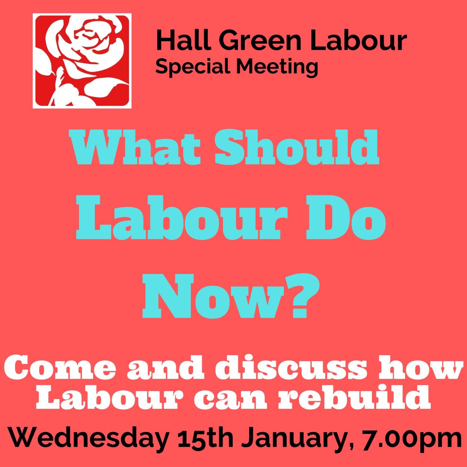 Image announcing a "What Should Labour Do Now?" meeting